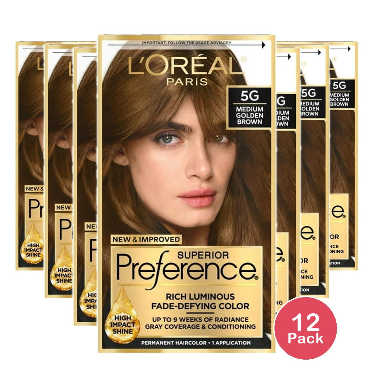 L'Oreal Paris Superior Preference Fade-Defying Color 5G 6.5 fl OZ (Pack of 12)