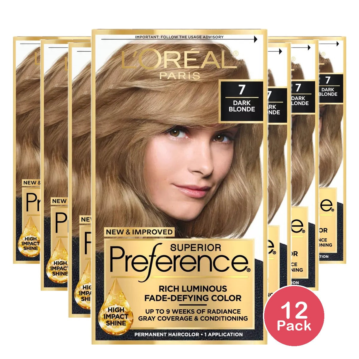 Loreal Superior Preference Hair Color #7 Dark Blonde 8Oz (Pack Of 12)