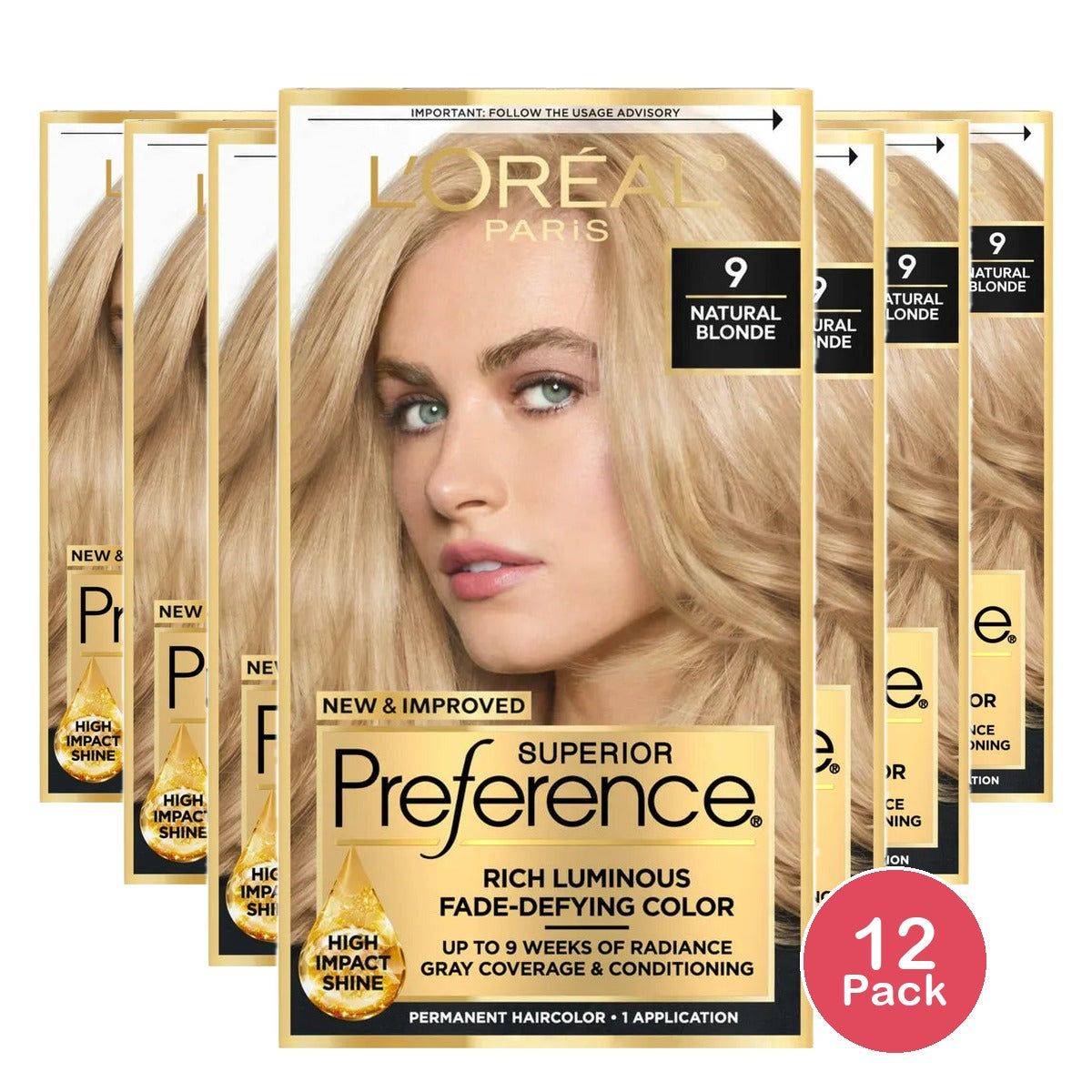 Loreal Superior Preference Hair Color 9 Natural Blonde 8Oz (Pack Of 12)