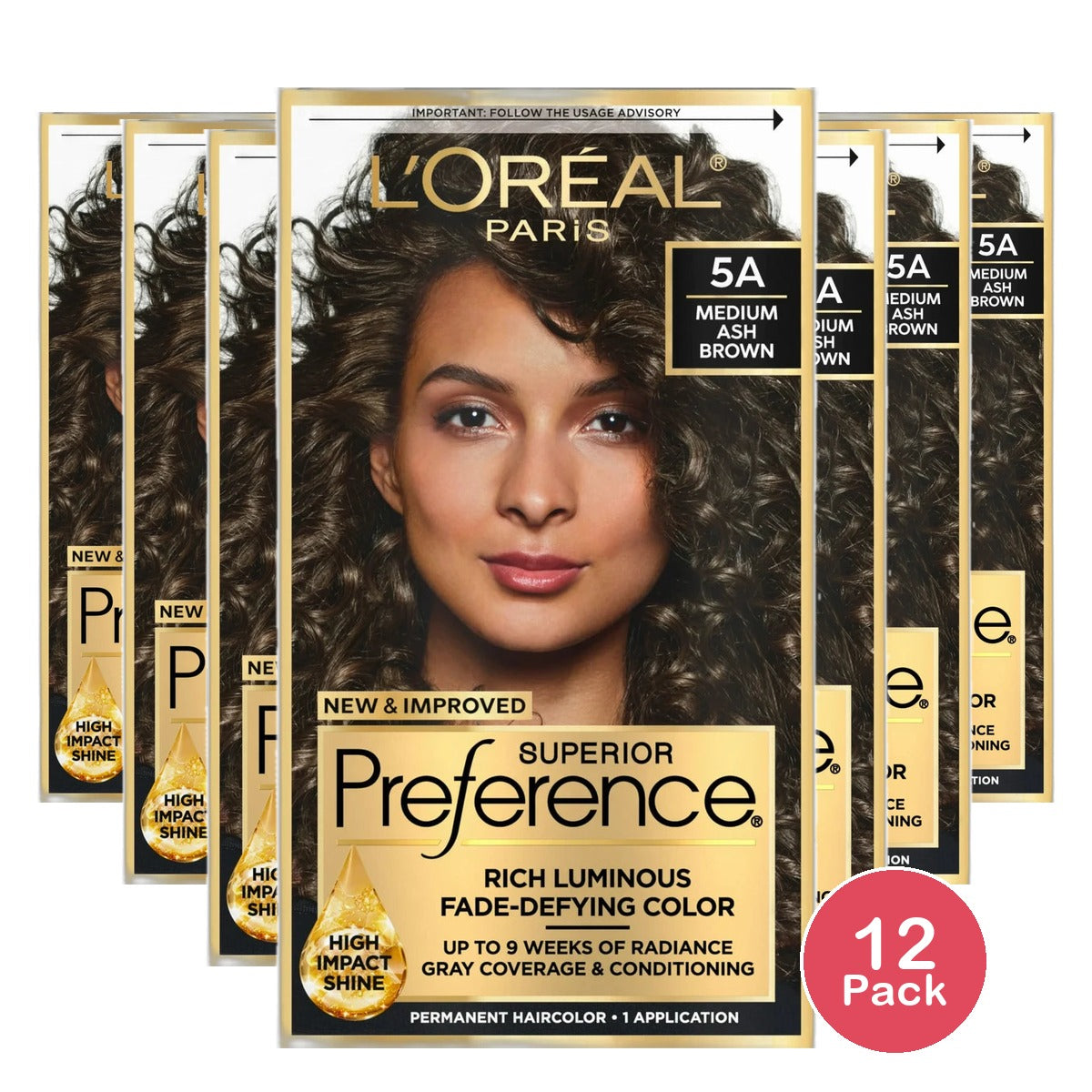 Loreal Superior Preference Hair Color Medium Ash Brown #5A1 Ea 2.5oz (Pack of 12)