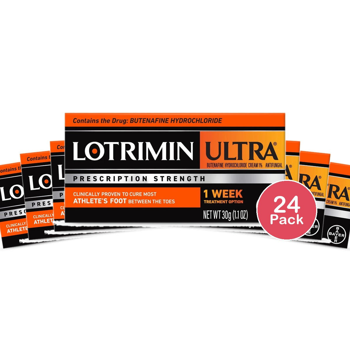 Lotrimin Ultra 1 Week Athlete's Foot Treatment Antifungal Cream 30G Tube 1.1 Oz (Pack of 24)