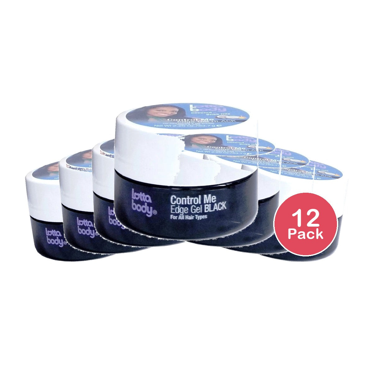 Lottabody Control Me Edge Gel Black With Coconut & Shea Oils 2.25 oz (Pack of 12)