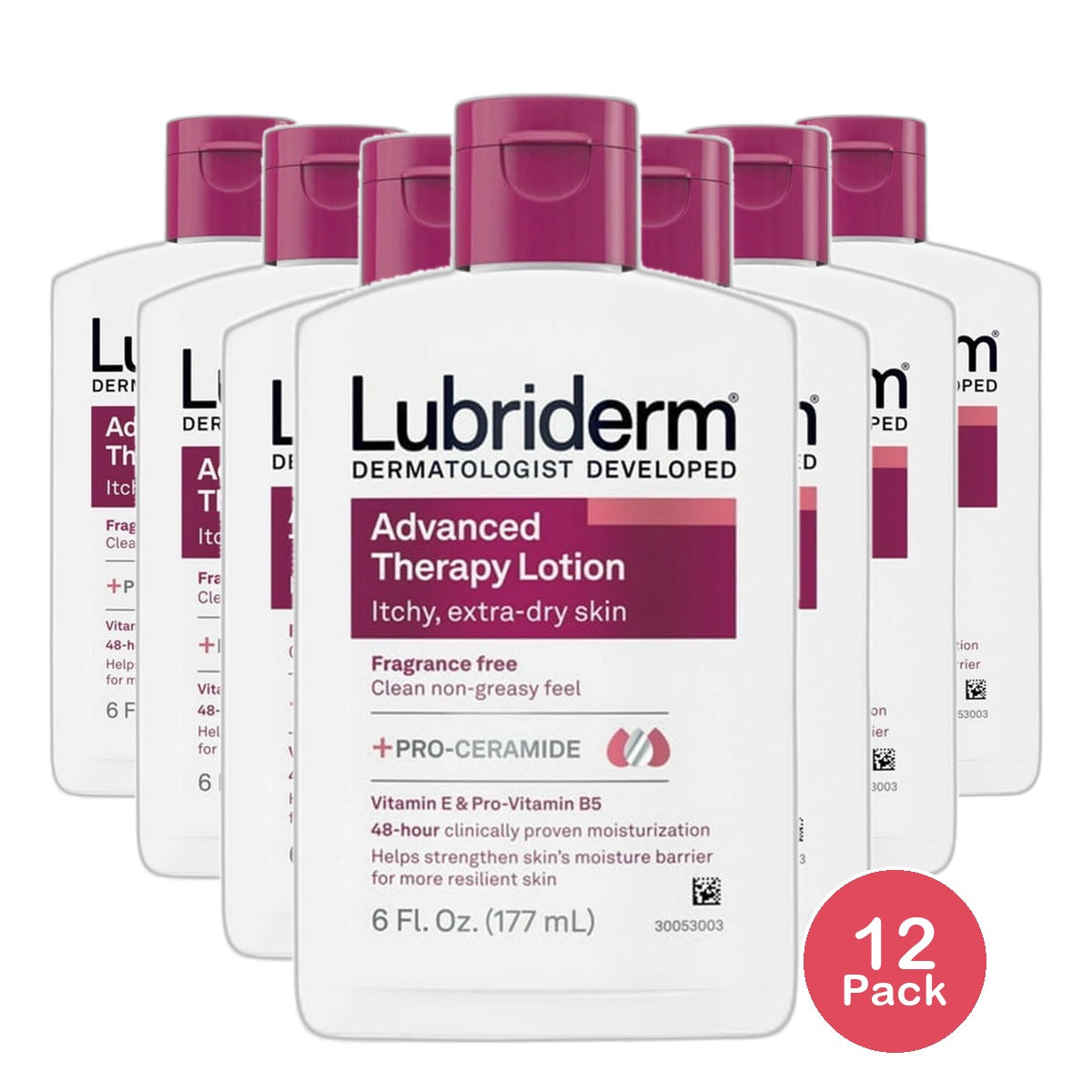 Lubriderm Advanced Therapy Moisturizing Lotion Extra Dry Skin 6Oz (Pack of 12)