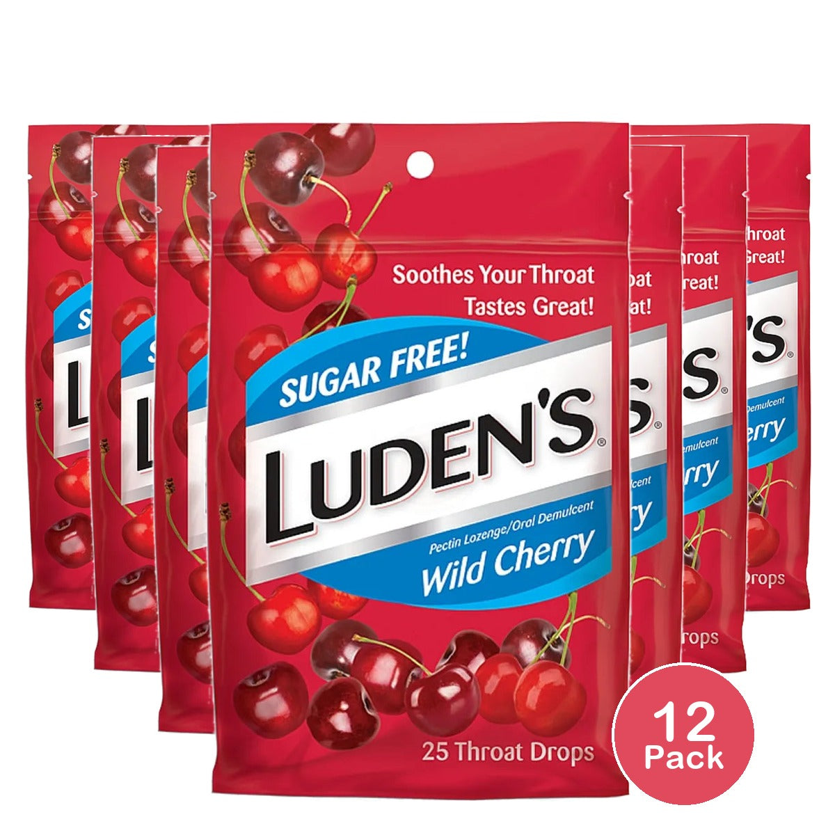 Ludens Oral Demulcant Great Tasting Throat Drops Wild Cherry25 Drops 6.74oz (Pack of 12)