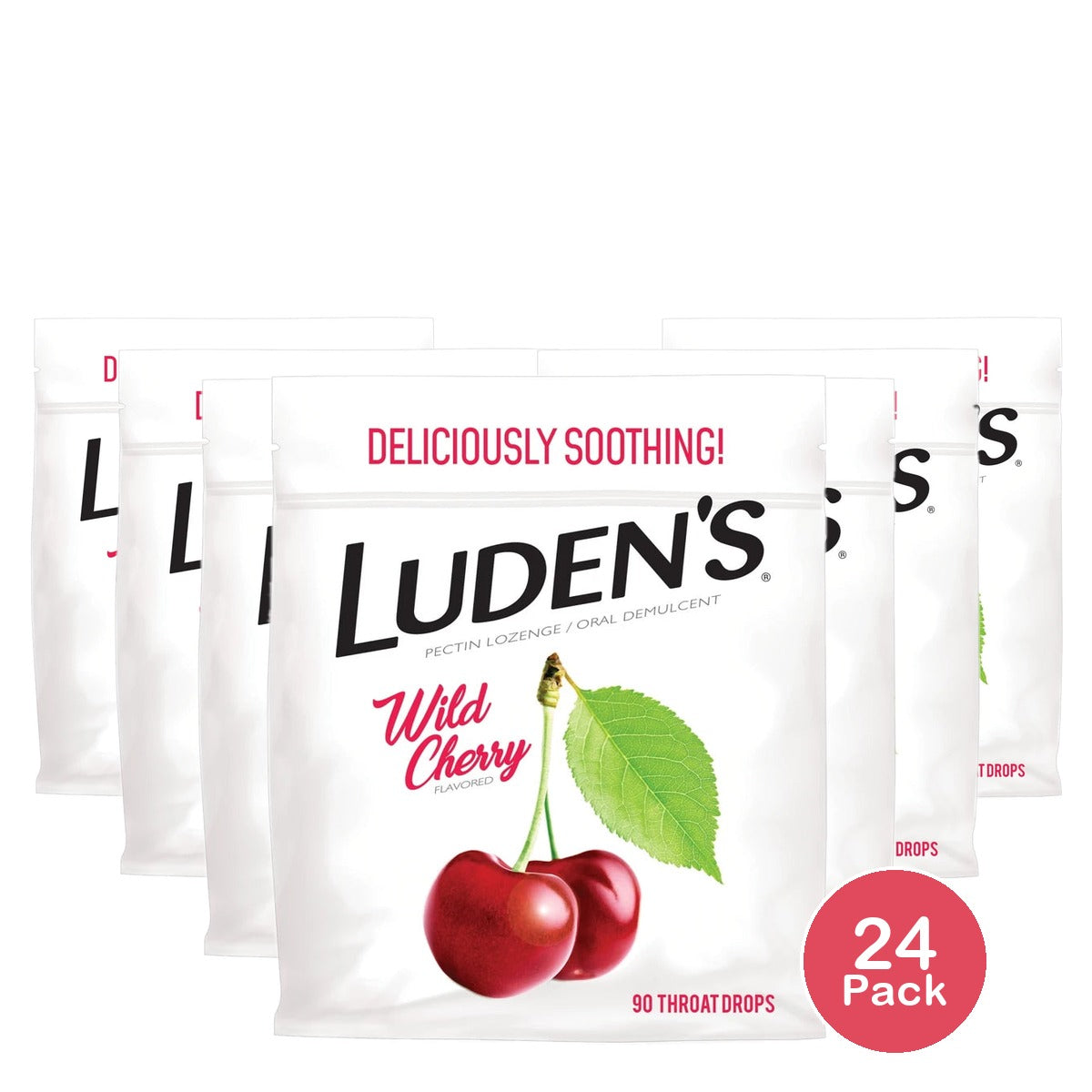 Luden's Soothing Throat Lenge Drops for Sore & Irritated Throats - Wild Cherry 12.64 Oz (Pack of 24)