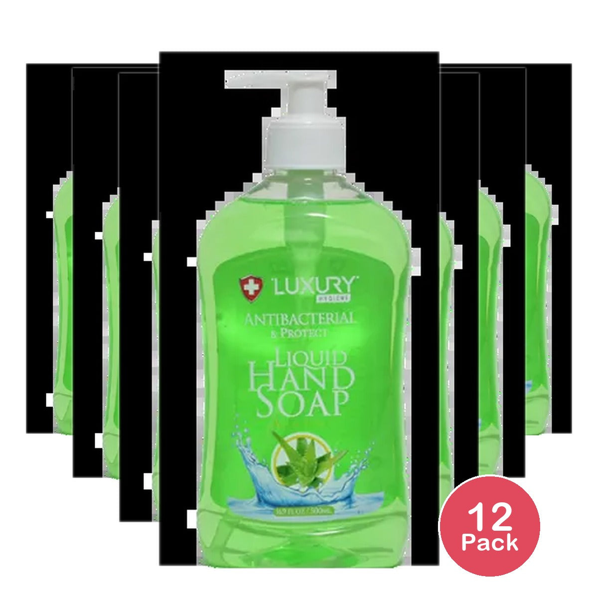 Luxury Antibacterial Liquid Hand Soap Aloe Vera 16.9 oz (Pack of 12)