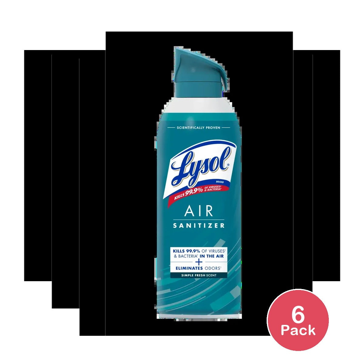 Lysol Air Sanitizer Spray Simple Fresh Scent 10Oz (Pack of 6)