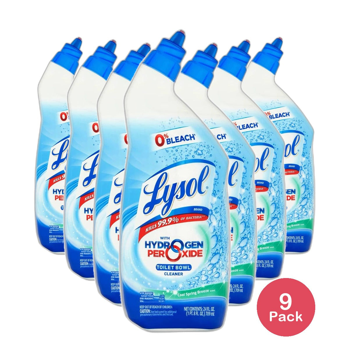 Lysol Bleach Free Hydrogen Peroxide Toilet Bowl Cleaner Fresh 24Oz (Pack of 9)