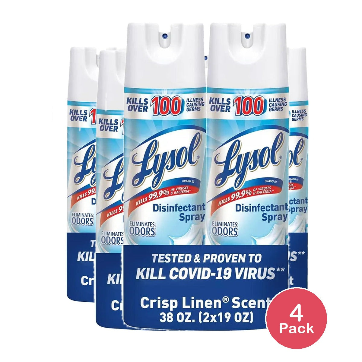 Lysol Crisp Linen Disinfectant Spray Pack Of 2 19Oz (Pack of 4)