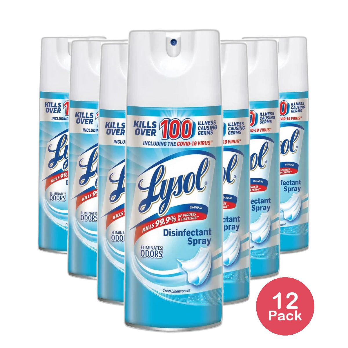 Lysol Crisp Linen Scent Disinfectant Spray12.5Oz (Pack of 12)