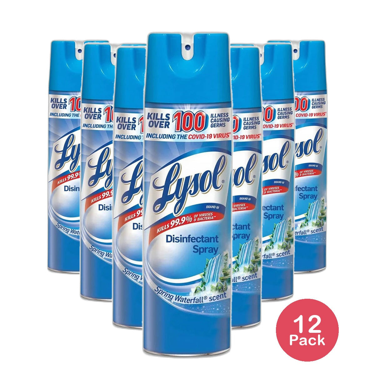 Lysol Disinfect Spray With Spring Waterfall Scent 19Oz (Pack of 6)