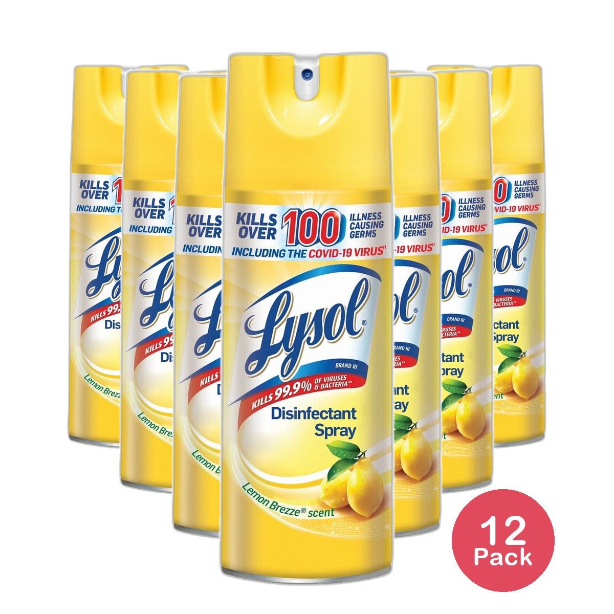 Lysol Disinfectant Spray Lemon Breeze Scent 19Oz (Pack of 12)