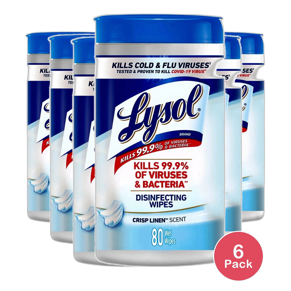 Lysol Disinfecting Wipes Crisp Linen 22.4oz (Pack of 6)
