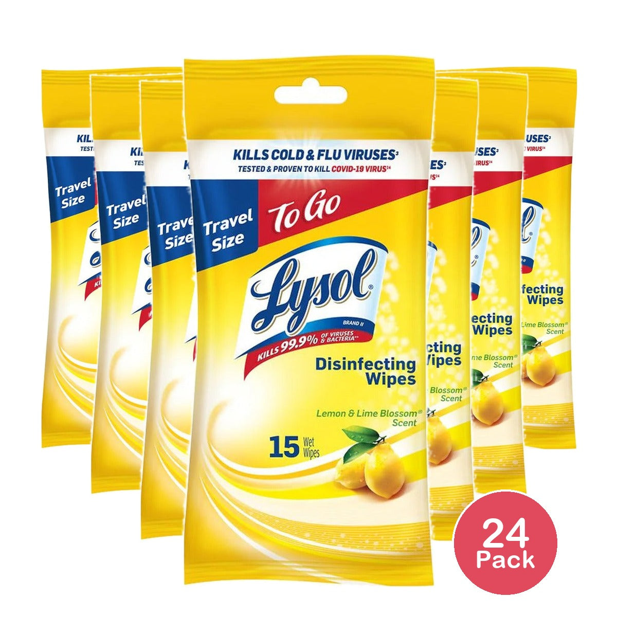 Lysol Disinfecting Wipes Lemon & Lime Blossom 15ct (Pack of 24)