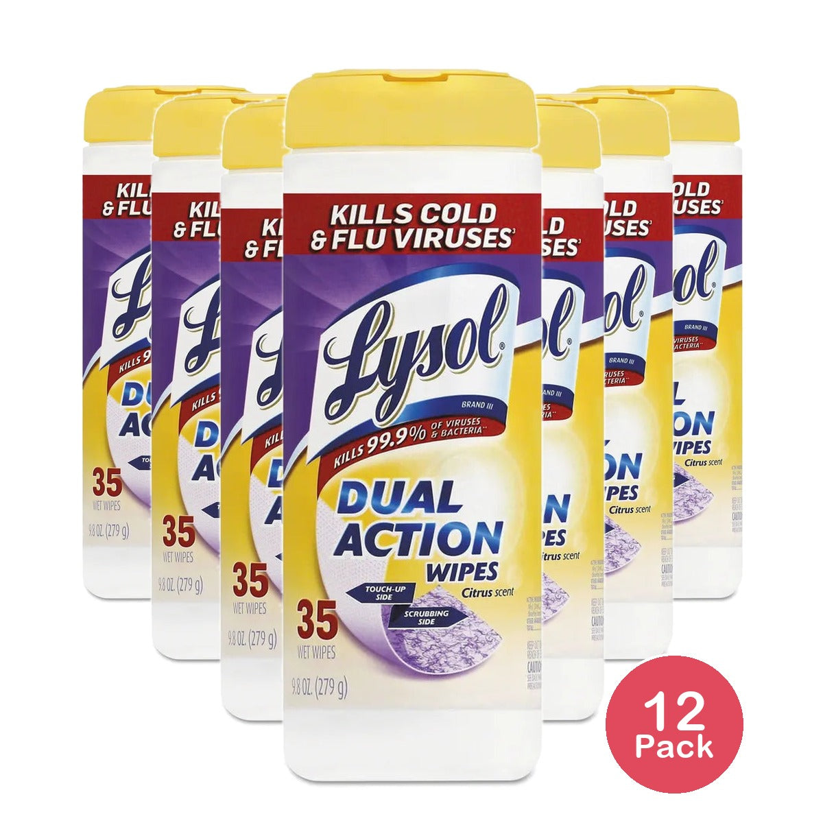 Lysol Dual Action Disinfecting Wipes Citrus 9.8oz (Pack of 12)