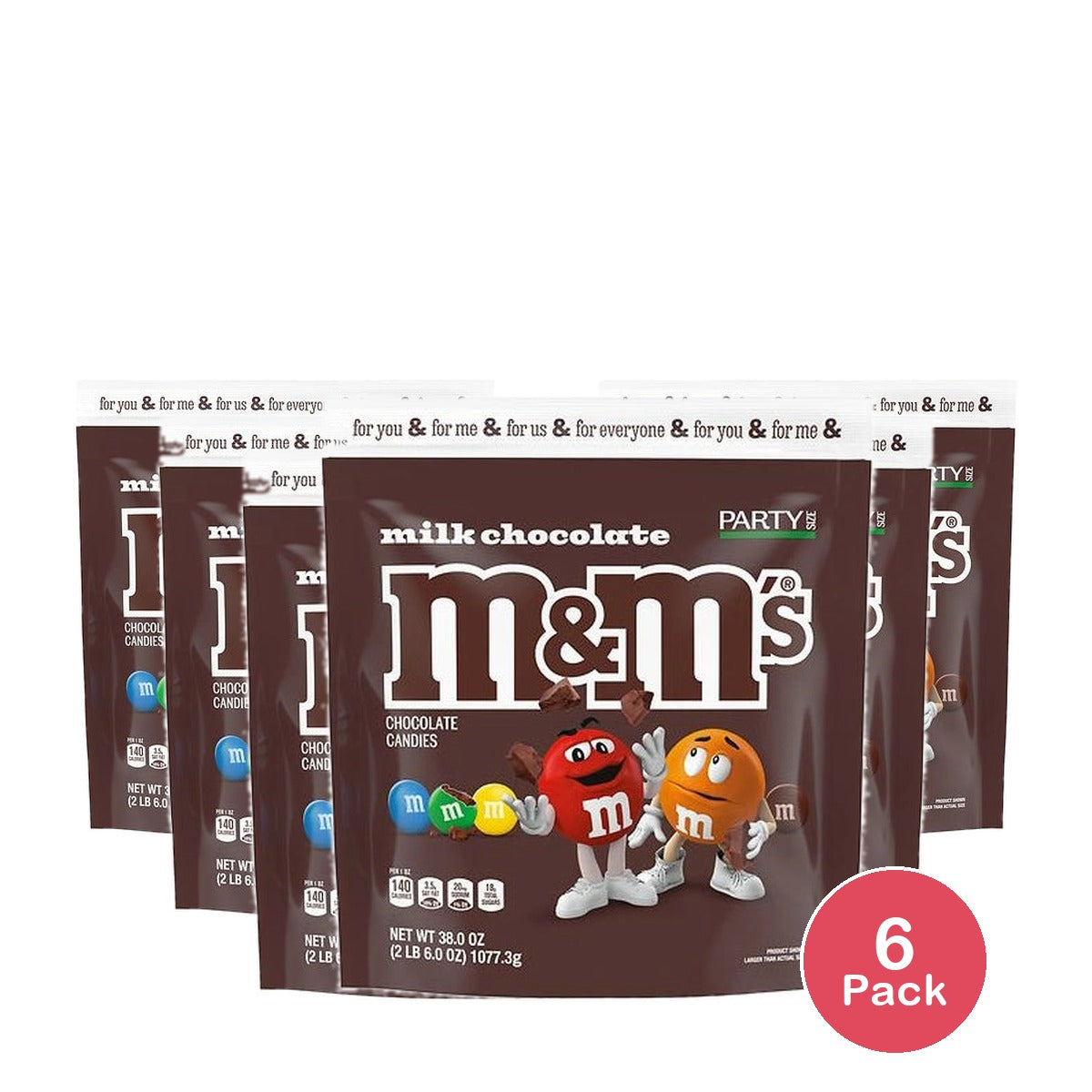 M&M'S Milk Chocolate Candy, Party Size, Bag (B07WHF92NJ) 38 oz (Pack of 6)