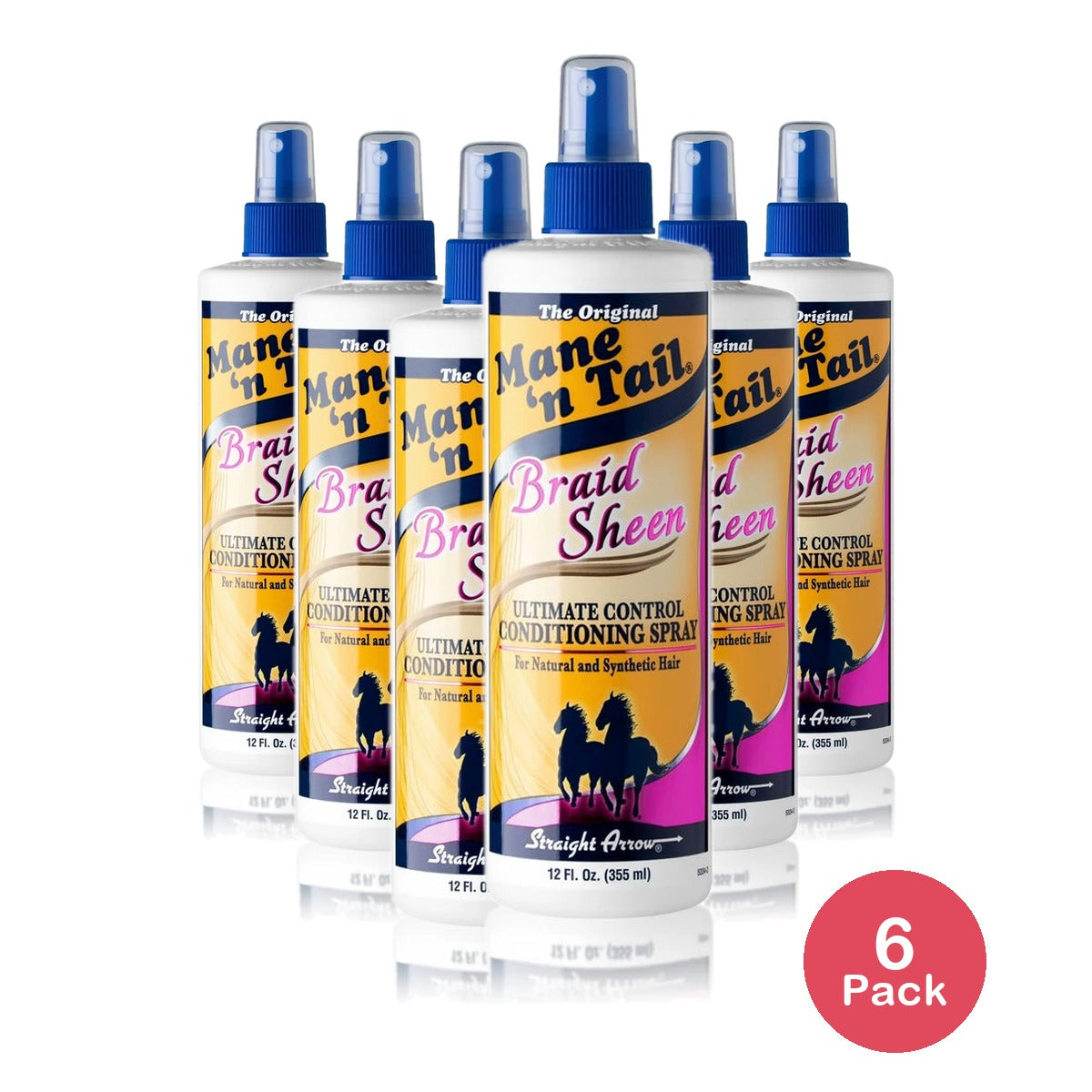 Mane n Tail: Braid Sheen Spray A Natural Herb Conditioning Moisturizer for Con 12 Oz (Pack of 6)