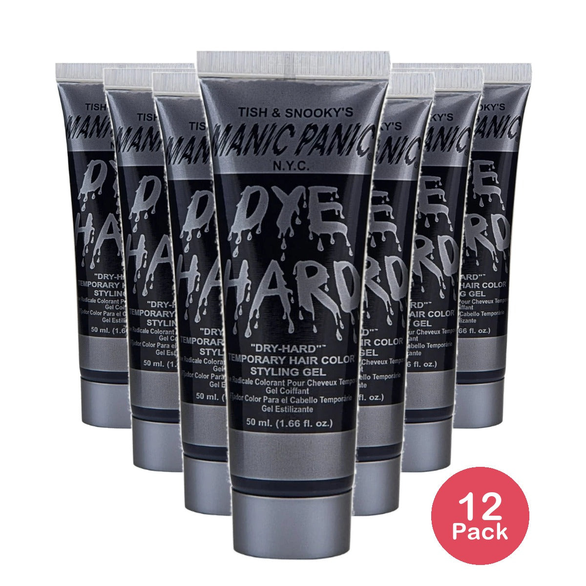 MANIC PANIC Raven Black Hair Color Gel - Dye Hard - Temporary Washable Black Ha 1.66 Oz (Pack of 12)