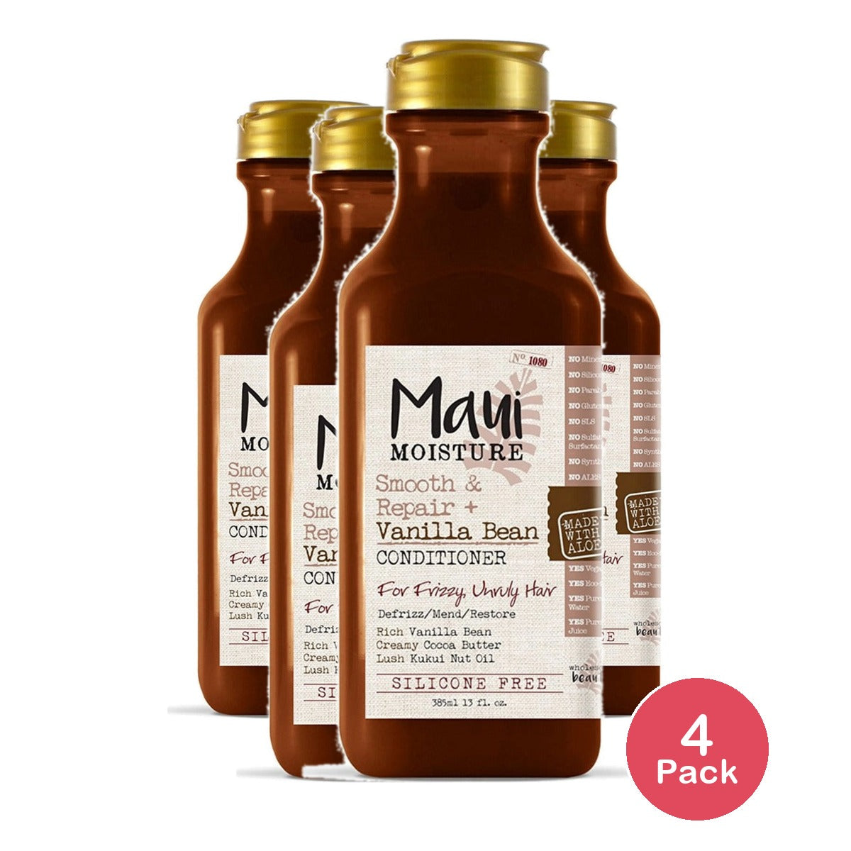 Maui Moisture Smooth & Repair Vanilla Bean Conditioner 13 Oz (Pack of 4)