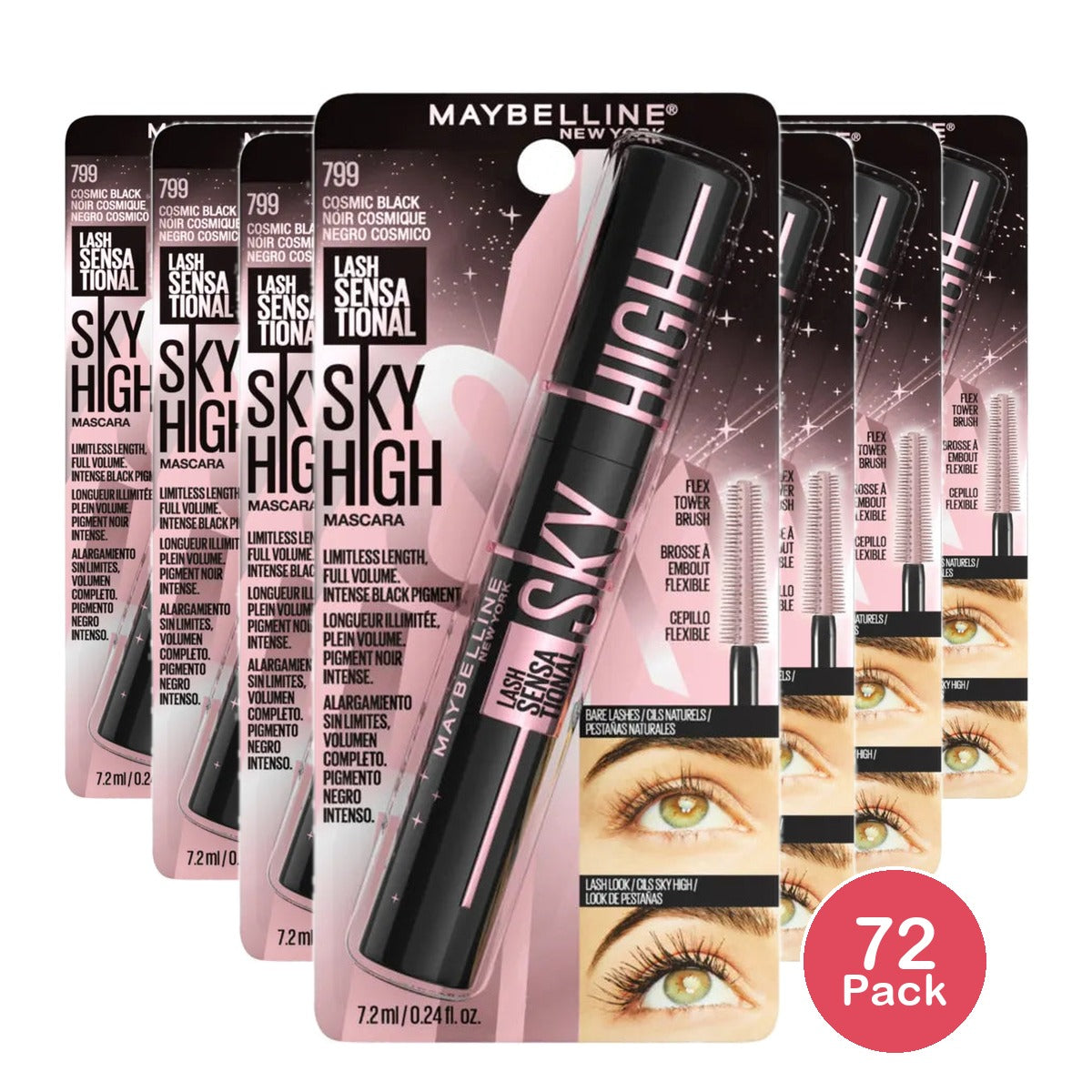 Maybelline Sky High Washable Mascara Makeup - 0.24 oz (Pack of 72)
