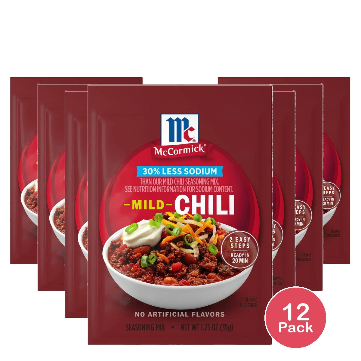 Mccormick 30% Less Sodium Chili Mild Seasoning Mix 1.25 Oz(Pack Of 12)
