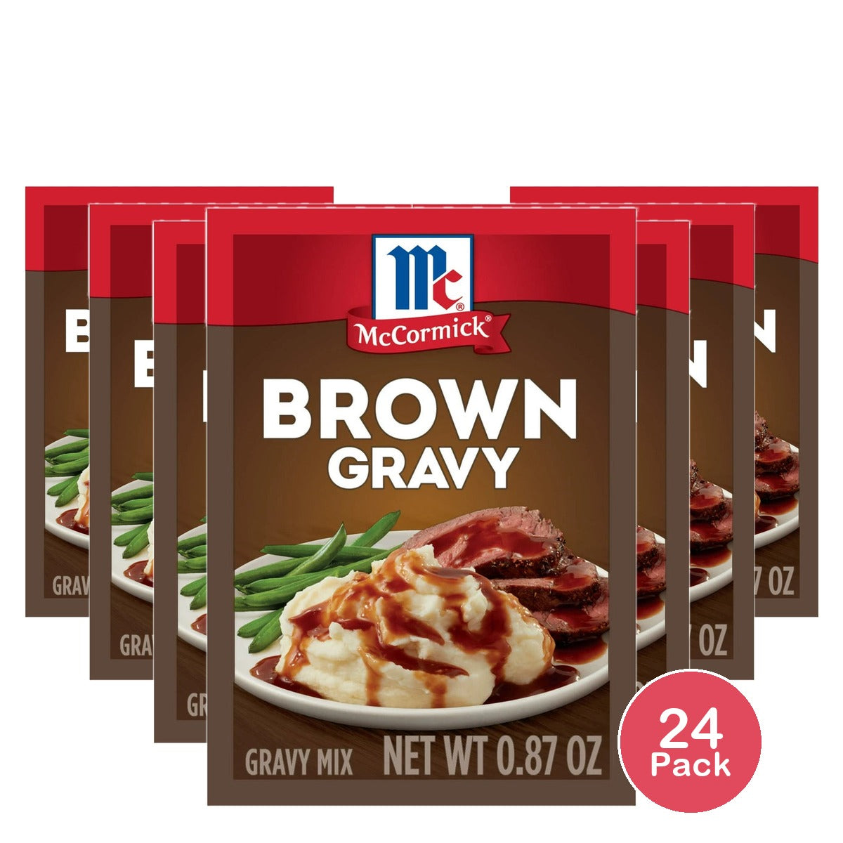 McCormick No Artificial Flavors Brown Gravy Mix 0.87 Oz (Pack of 24)