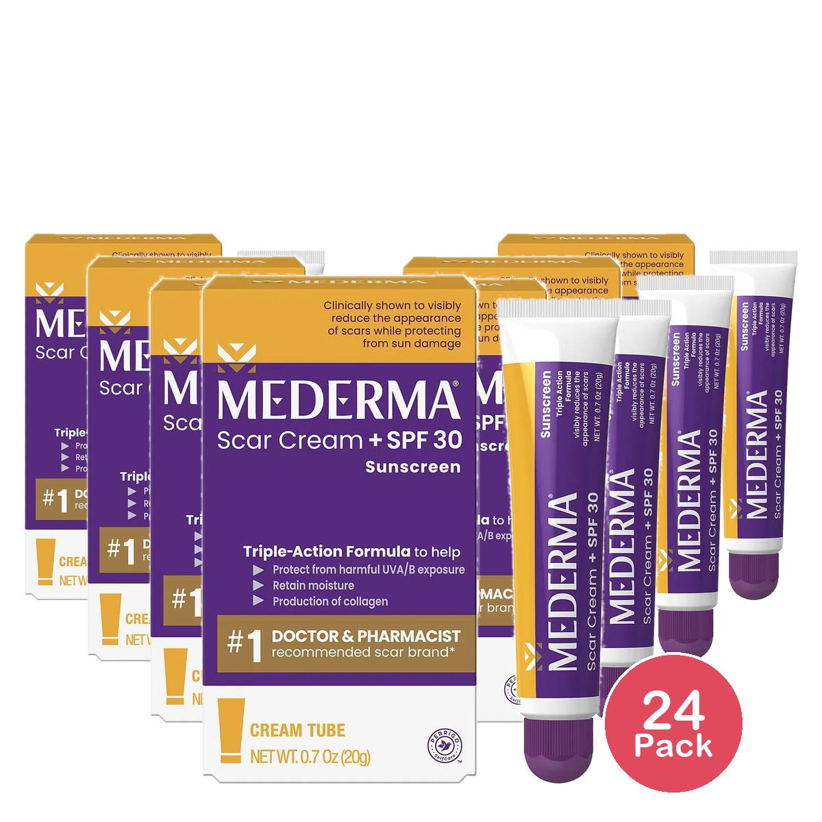 Mederma Scar Cream Plus SPF 30 0.7 Oz (Pack of 24)