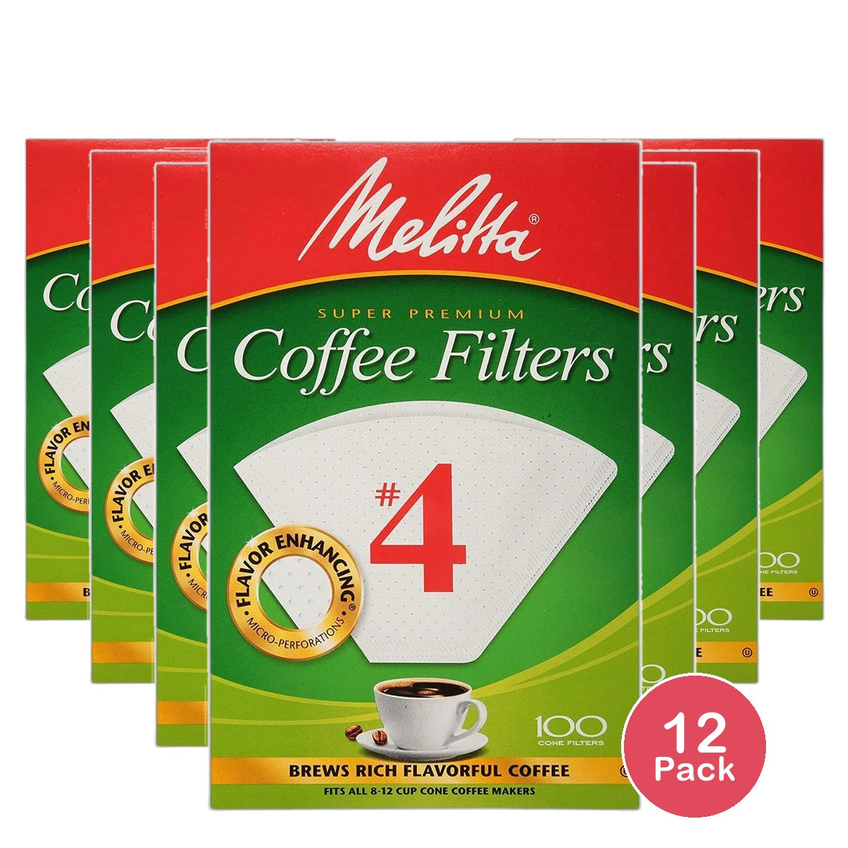 Melitta Natural Brown Paper Cone Coffee Filters 4 Size 128.16oz (Pack of 6)
