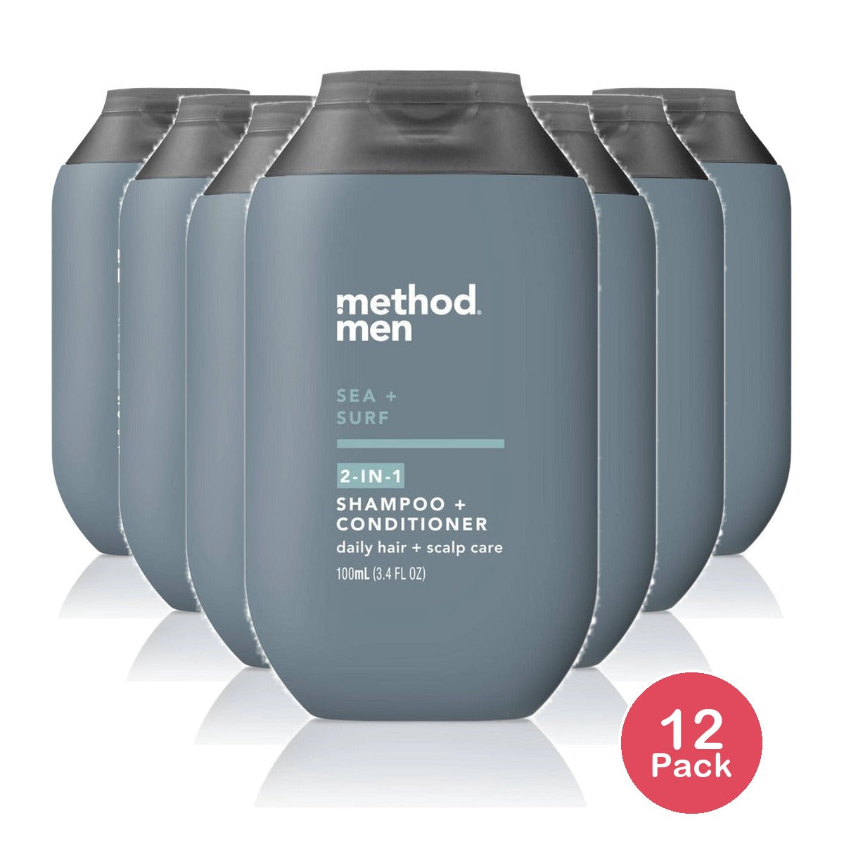 Method Men Sea + Surf 2-in-1 Shampoo + Conditioner 3.4 Oz (Pack of 12)