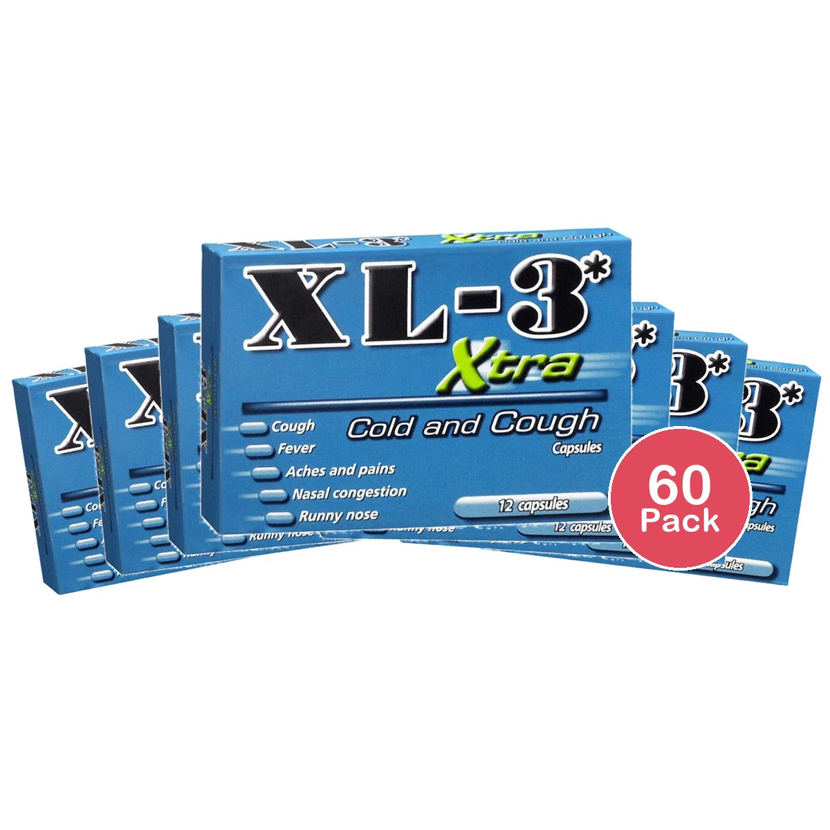 Midway XL-3 Xtra Cold and Cough Capsules 12ct (Pack of 60)