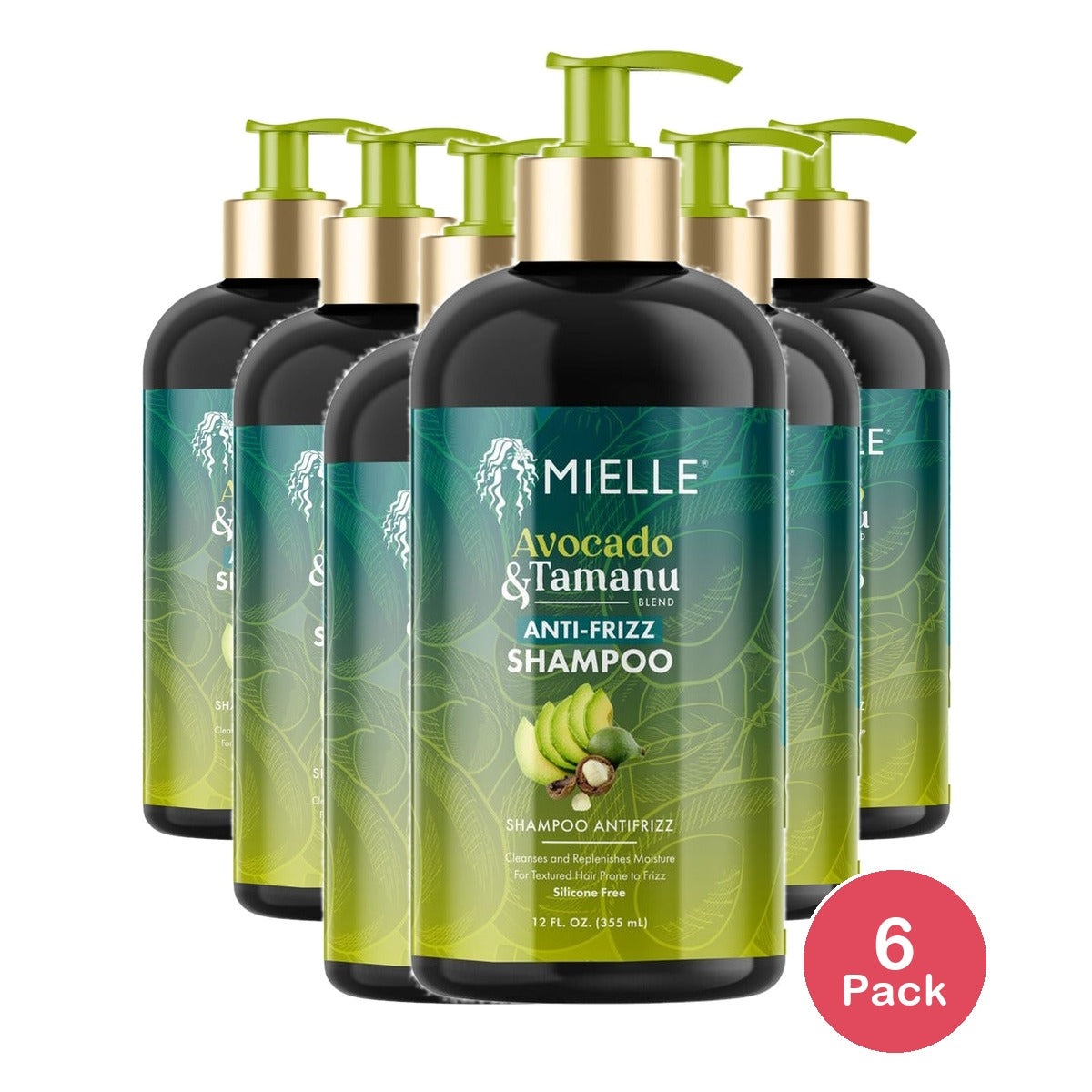 Mielle Organics Avocado & Tamanu Anti-Frizz Shampoo 12 Oz (Pack of 6)