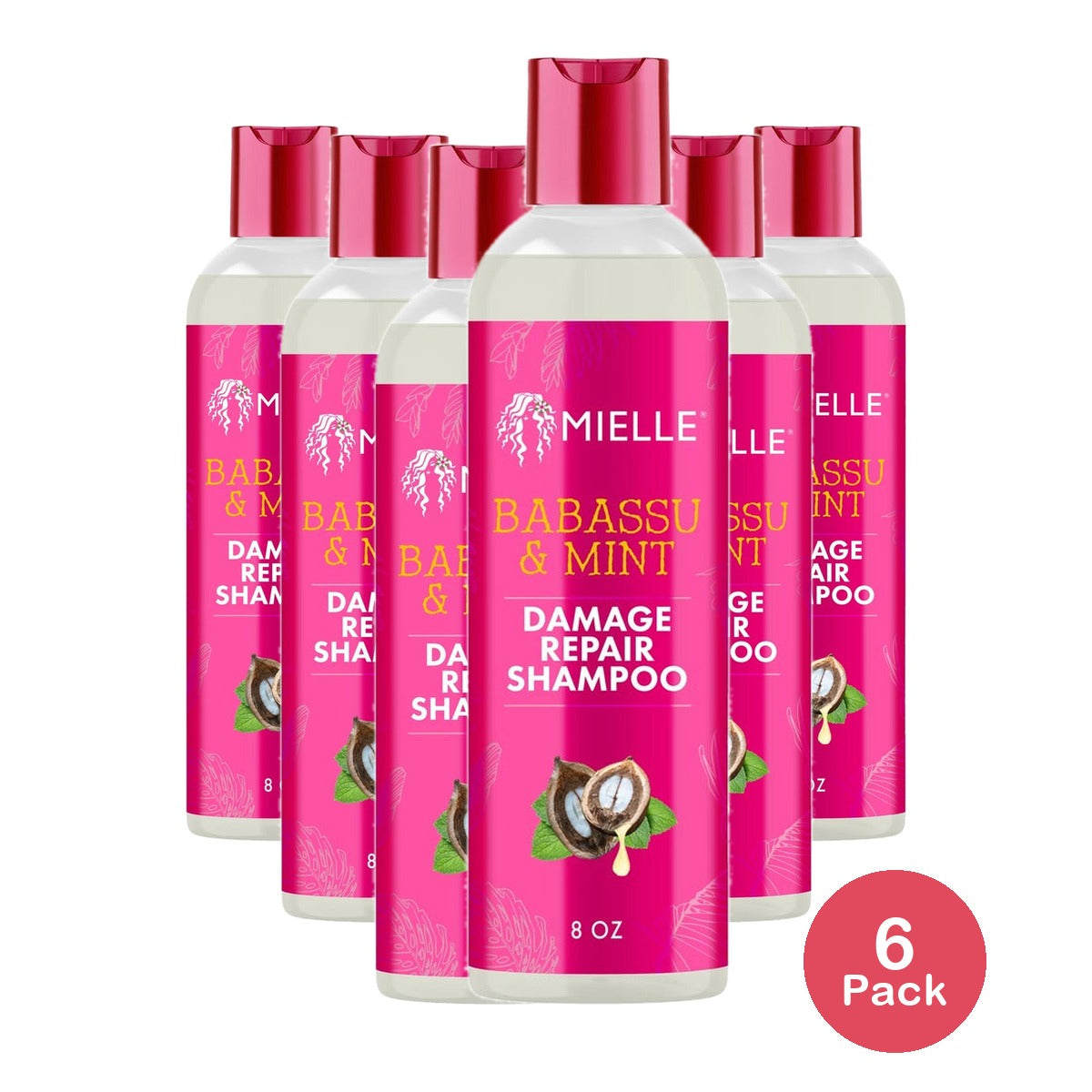 Mielle Organics Babassu & Mint Damage Repair Shampoo 8 Oz (Pack of 6)