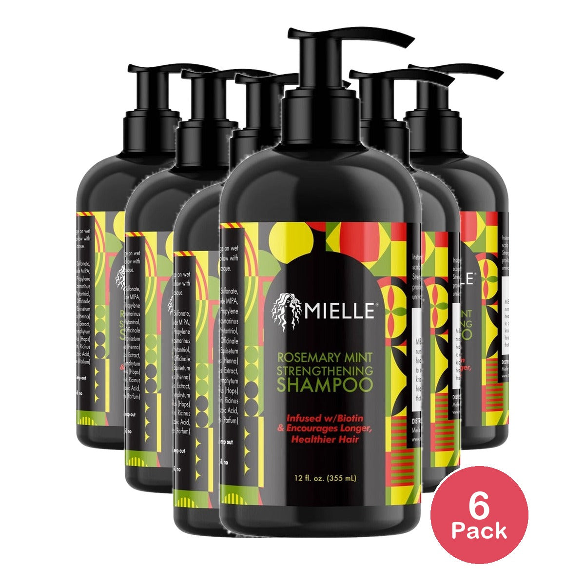 Mielle Organics Rosemary Mint Strengthening Shampoo 12 Oz (Pack of 6)