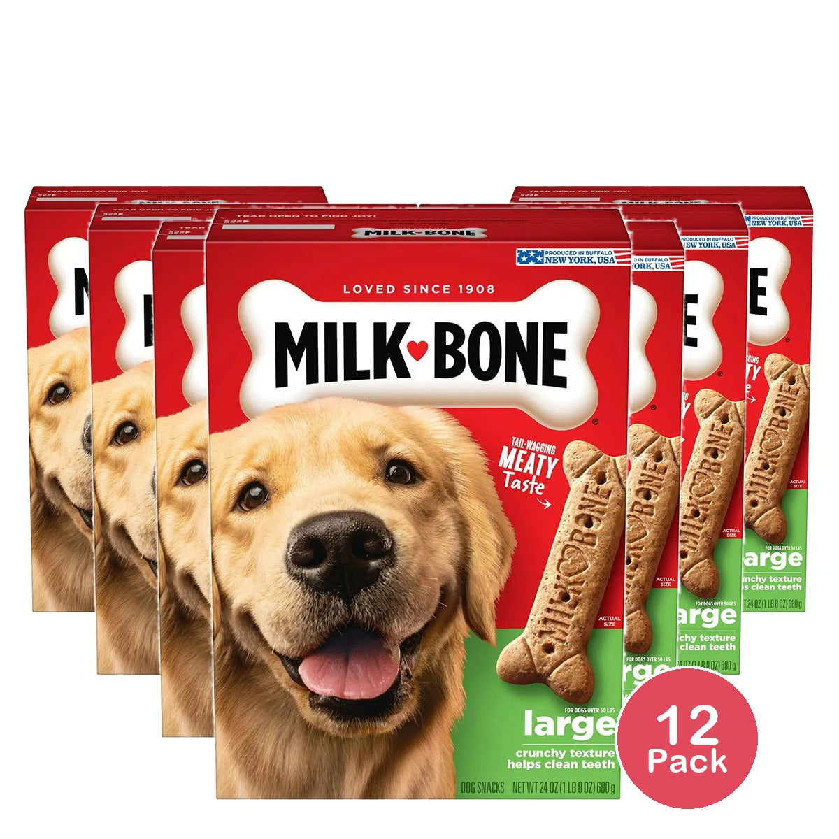 Milk Bone Crunchy Texture Snacks for Large Dogs Teeth Clean 24Oz (Pack of 12)