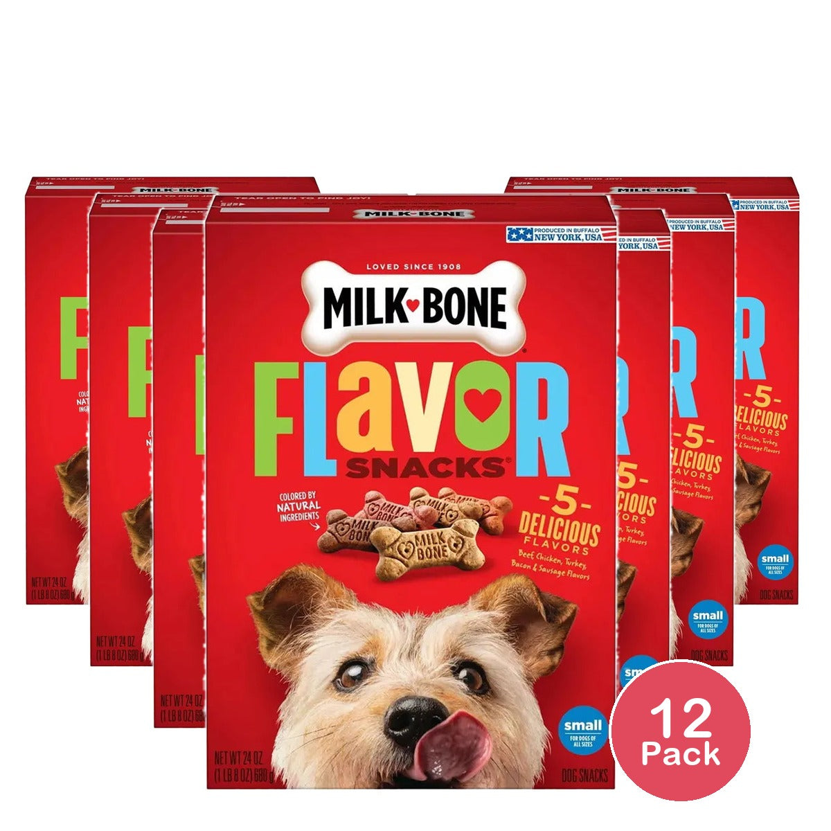 Milk-Bone Flavor Snacks Dog Biscuits Bacon24Oz (Pack of 12)