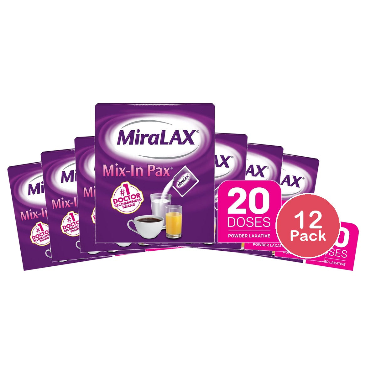 Miralax #1 Physician Recommended Mix-In-Pax Gentle Constipation Relief Laxative (Pack of 12)