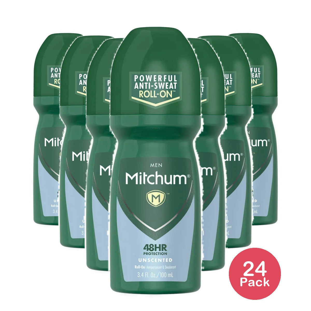 Mitchum Roll-On Antiperspirant and Deodorant for Men Unscented 3.4Oz (Pack of 24)