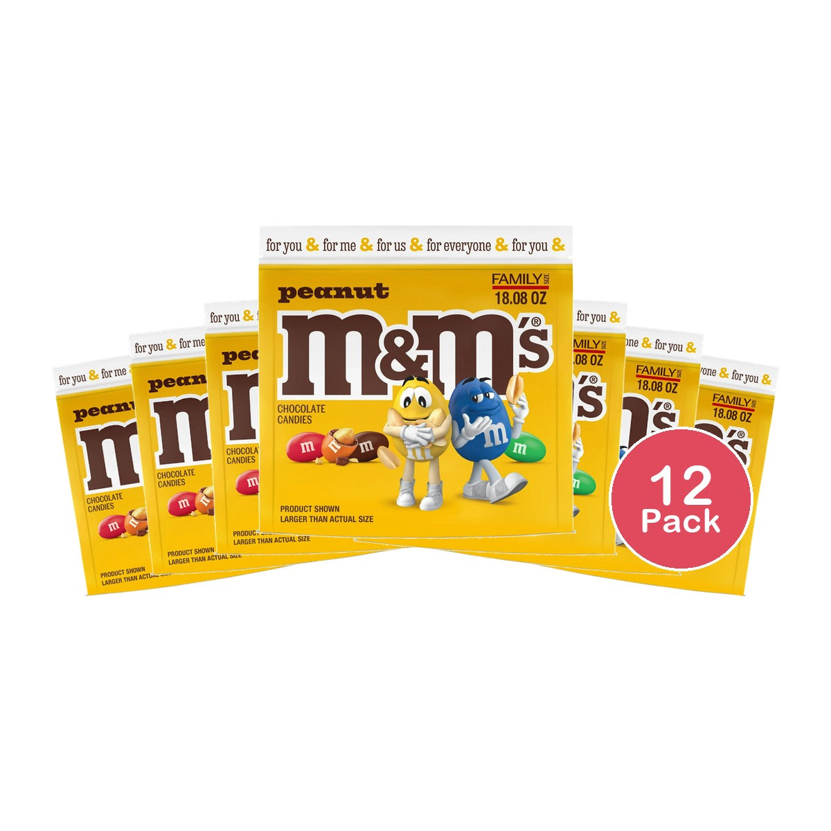 M&M's Peanut Family Size Chocolate Candy - 18.08 oz (Pack of 12)