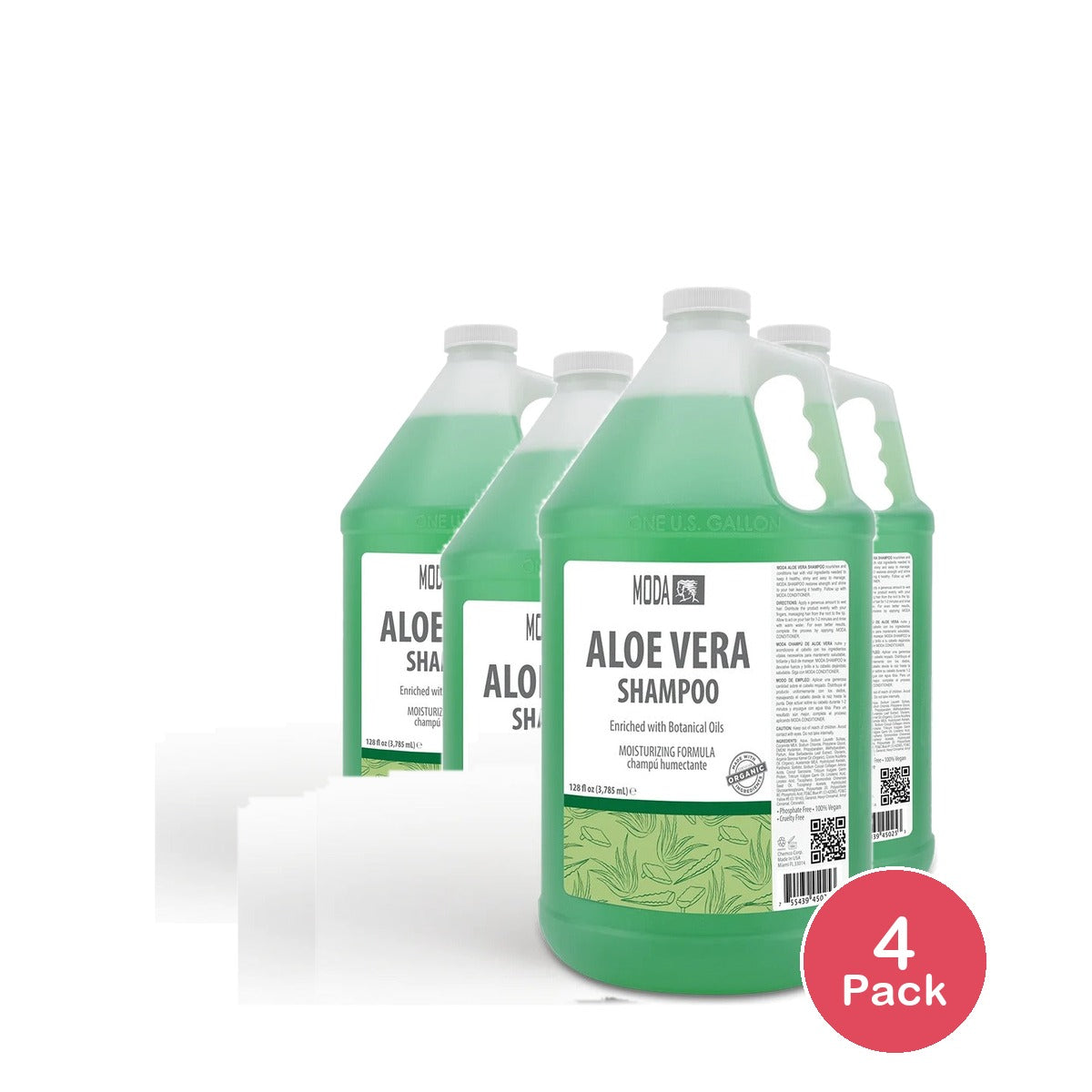 Moda Aloe Vera Moisturizing Shampoo 128 Oz (Pack of 4)