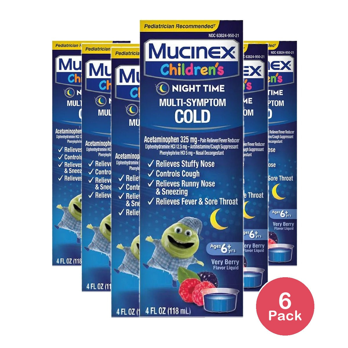 Mucinex Childrens Night Time Multi-Symptom 4 Oz (Pack of 6)