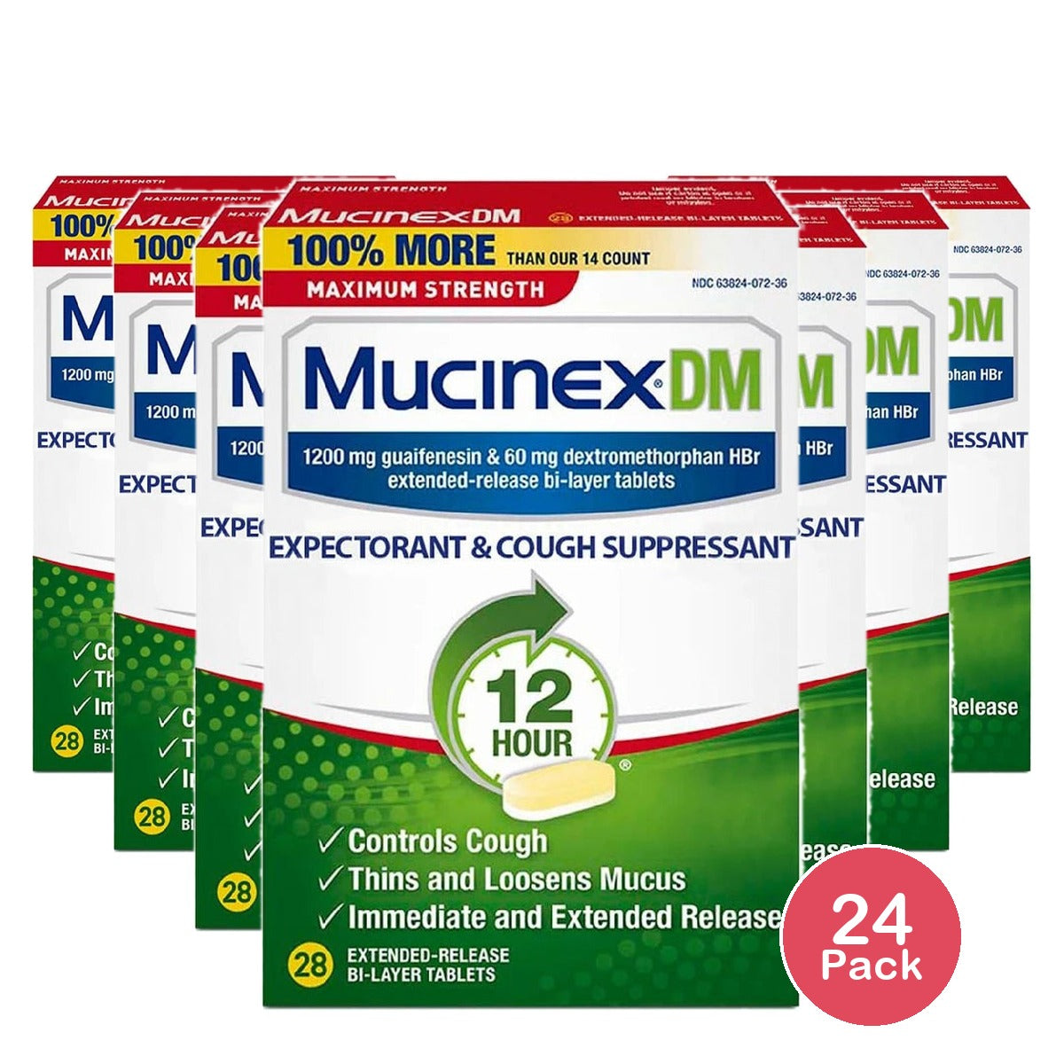 Mucinex Dm Max Strength 12 Hour Cough Medicine - Tablets - 28Ct 0.15 Oz (Pack Of 24)