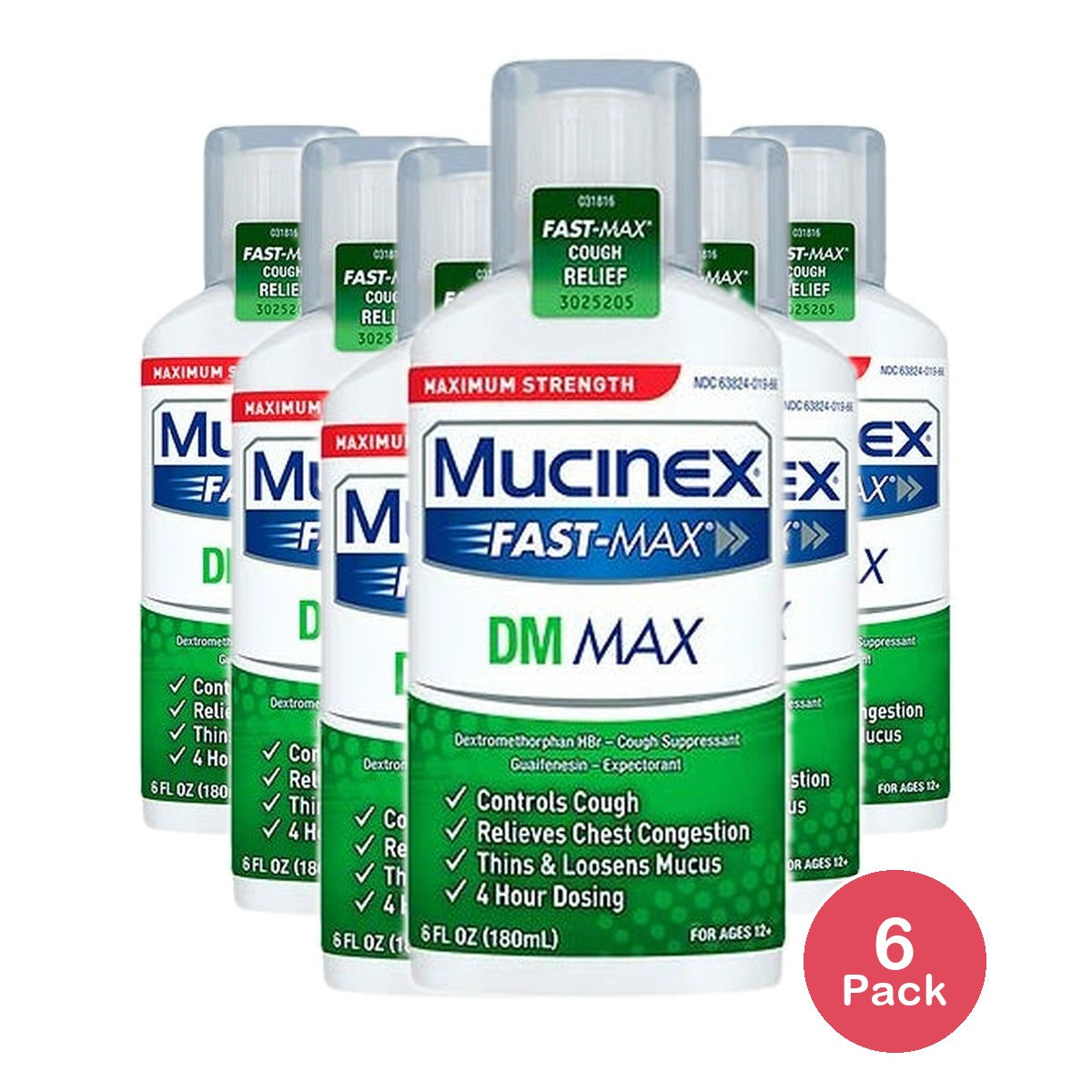 Mucinex Fast Max Cough Congestion Relief Liquid - 6 Fl Oz (Pack Of 6)