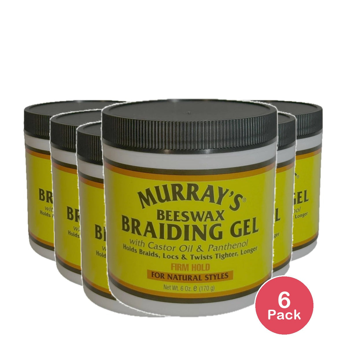 MURRAY's - Beeswax Braiding Gel FIRM HOLD 6 oz (Pack of 6)