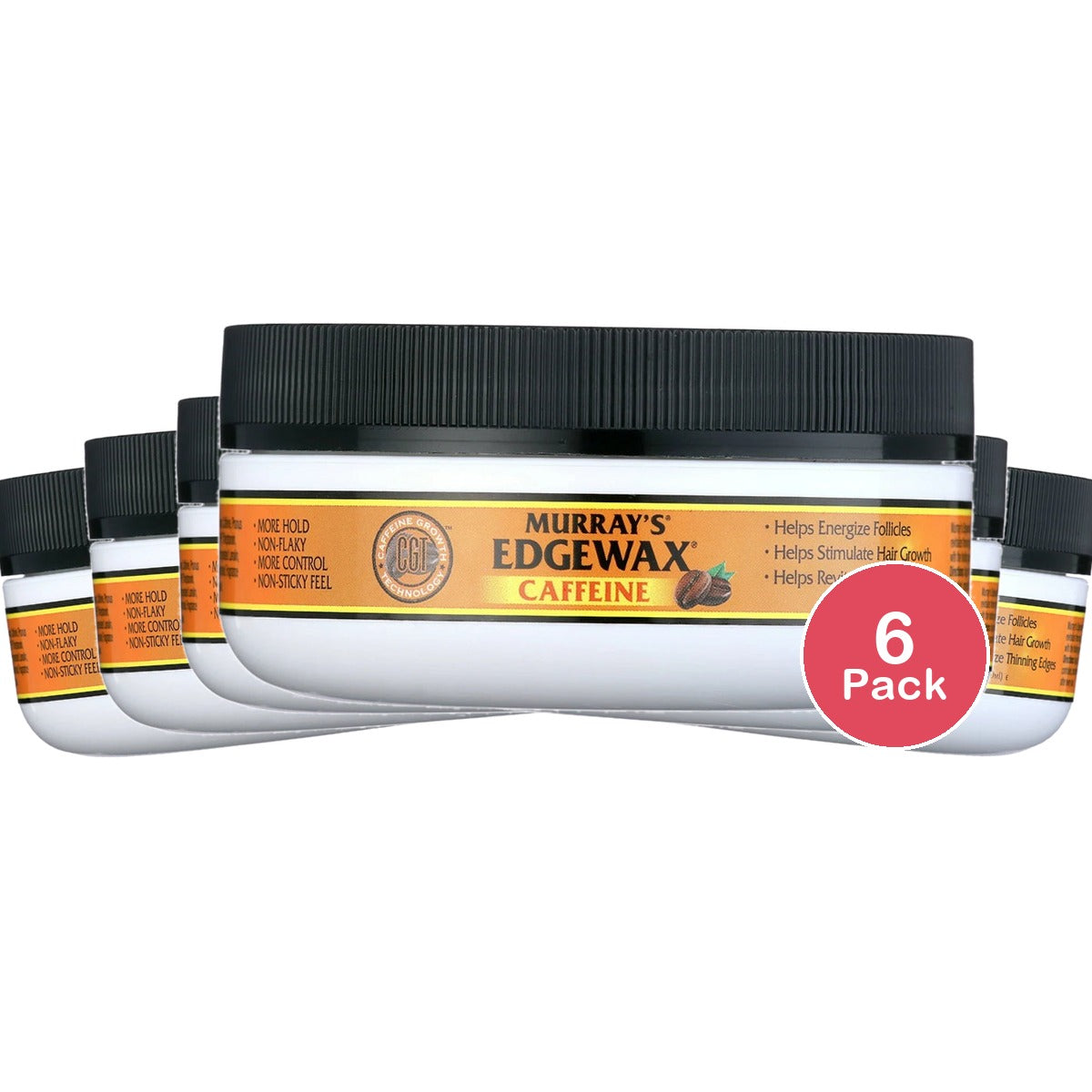 Murray's Caffeine Edgewax Gel 4oz. Stimulate Hair Growth Shine Enhancing Tex (Pack of 6)