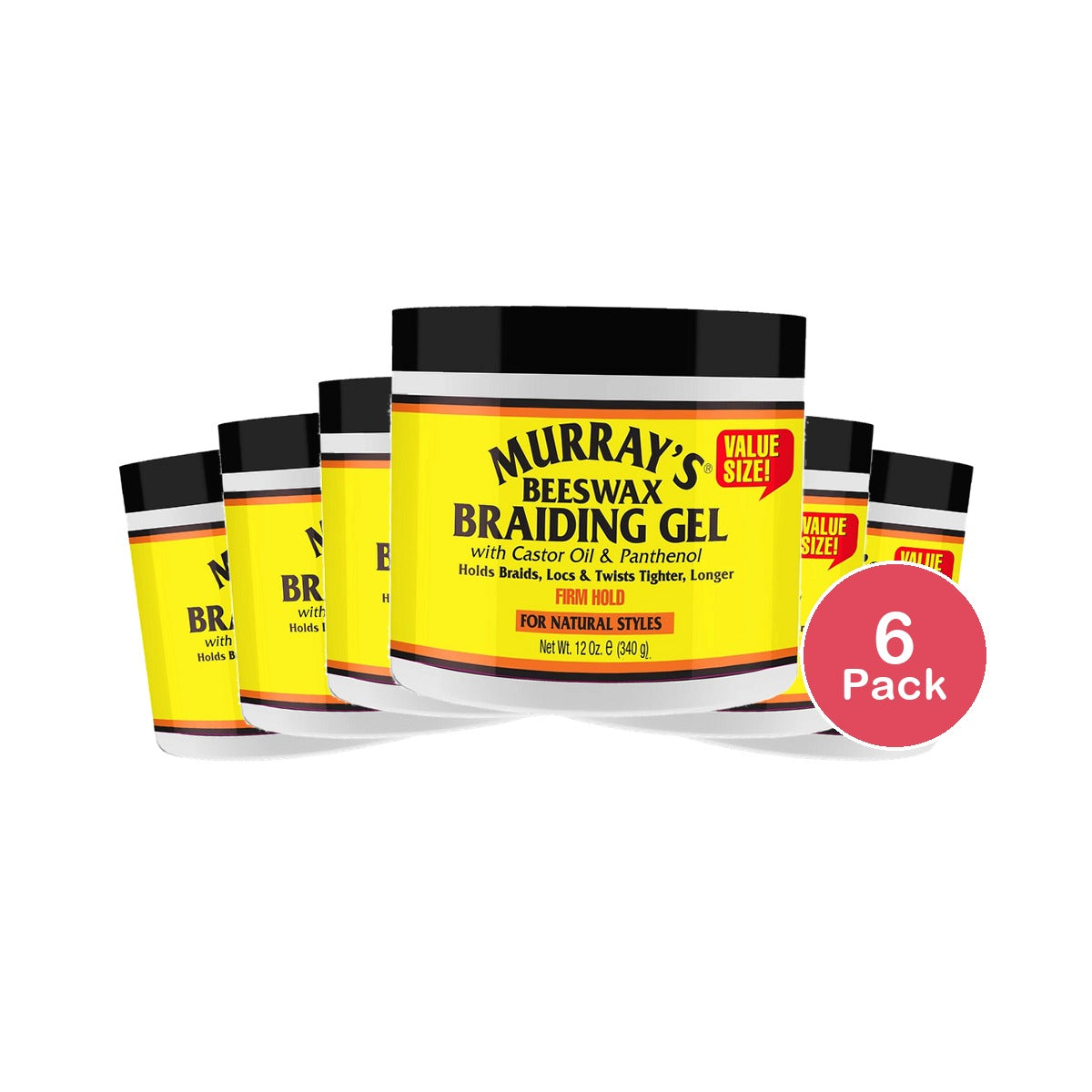 Murray's Beeswax Braiding Gel - 12.0 oz (Pack of 6)