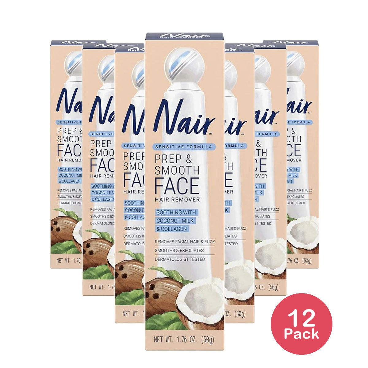 Nair Prep & Smooth Face Hair Remover 1.76 Oz (Pack of 12)