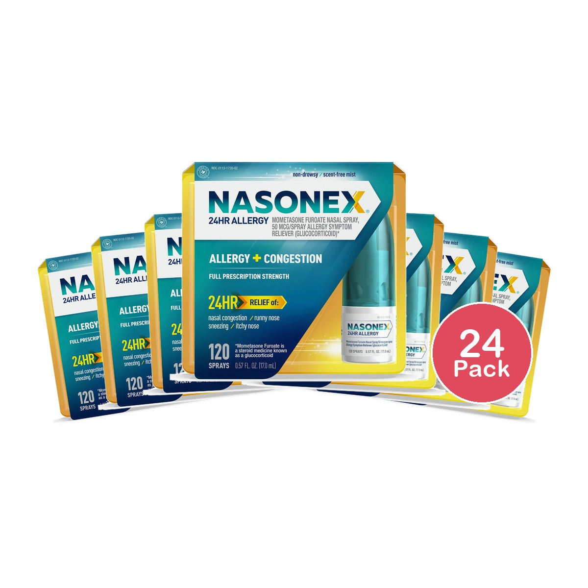 Nasonex 24HR Nasal Spray 120 Sprays (Pack of 24)