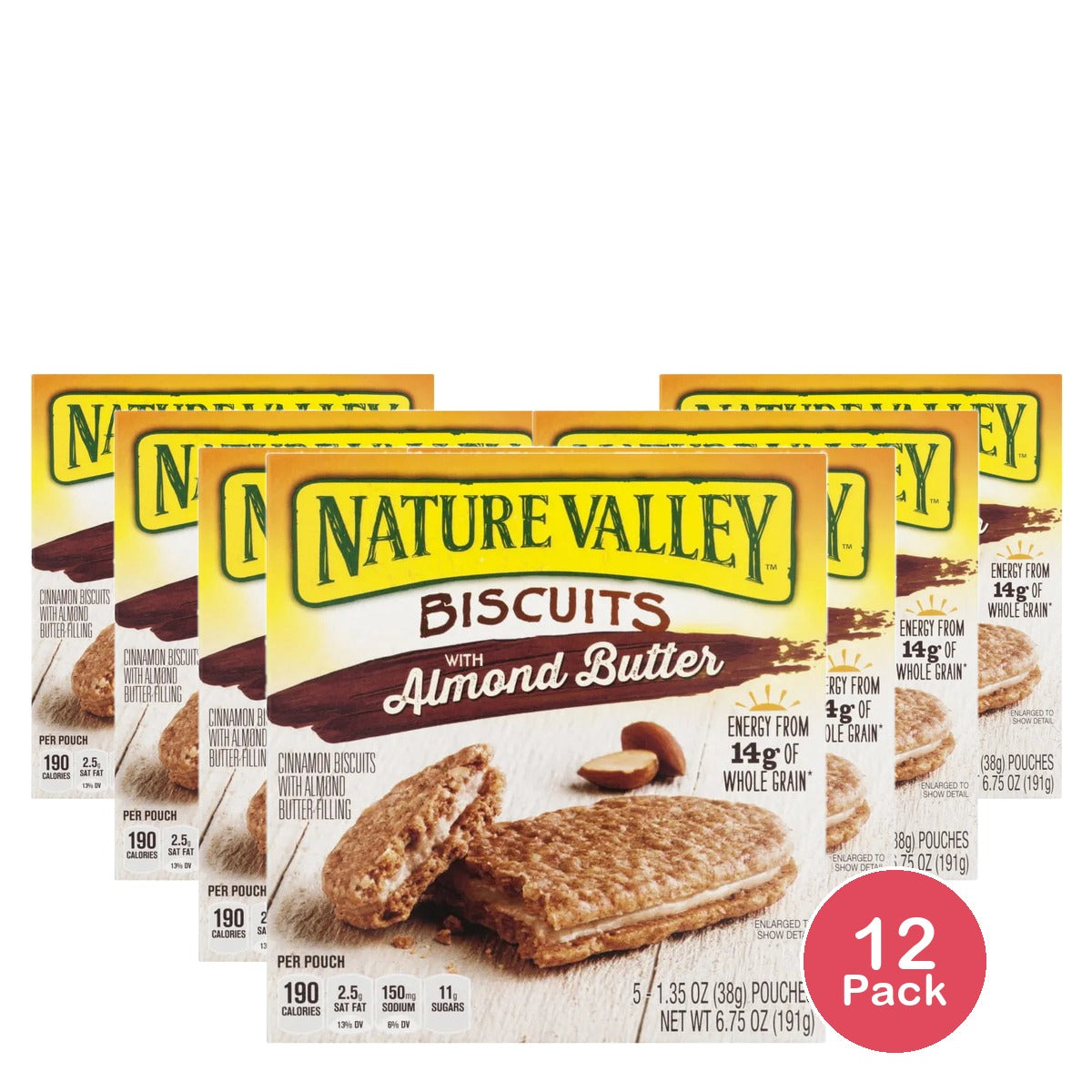 Nature Valley Biscuits with Almond Butter ? 5 Count (1.35 oz each) (Pack of 12)