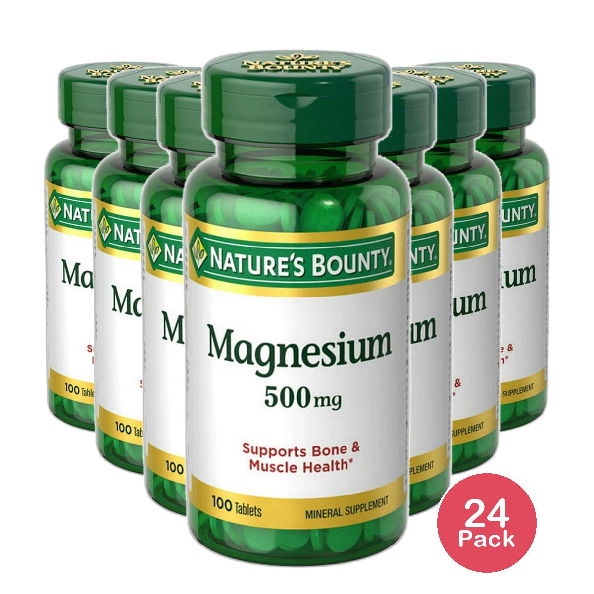 Natures Bounty Generic Magnesium High Potency 500 Mg Tablets 6.26Oz (Pack of 24)