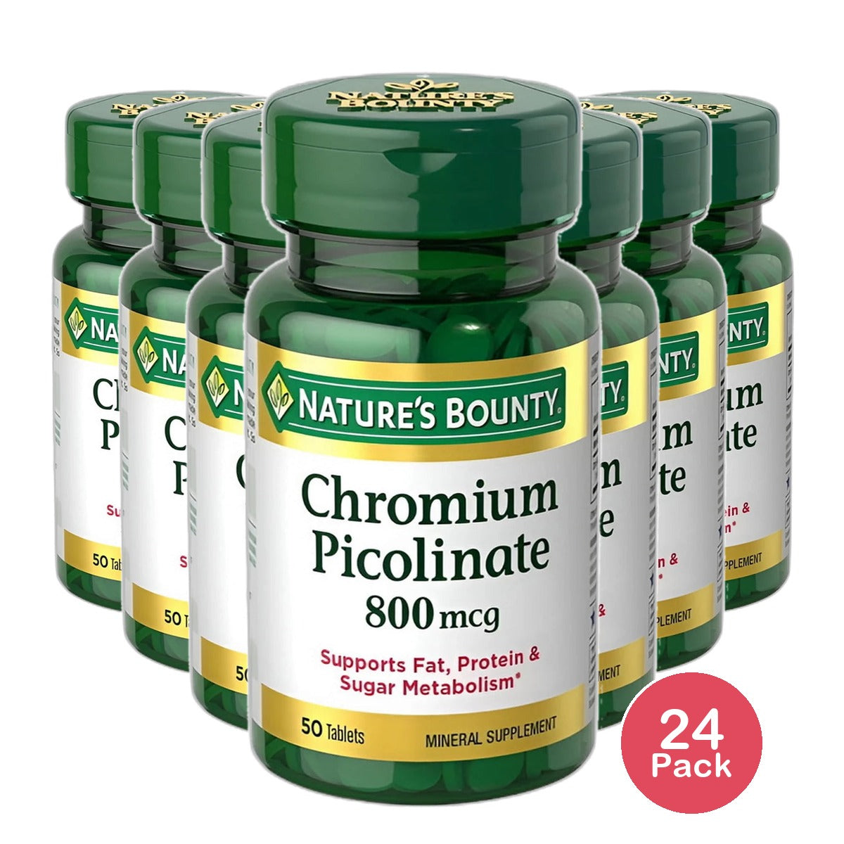 Natures Bounty Mega Chromium Picolinate 800 Mcg Dietary Supplement Tablets50 Ea 0.8Oz (Pack of 24)